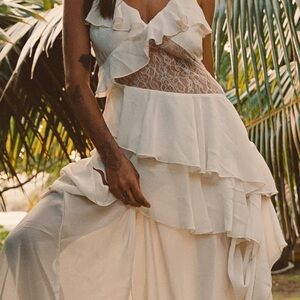 Elegant Asymmetrical White Lace Dress